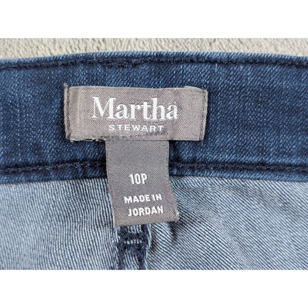Martha Stewart Jeans Womens 10P Petite Skinny Ankle Blue Stretch Knee Patch - Picture 9 of 15